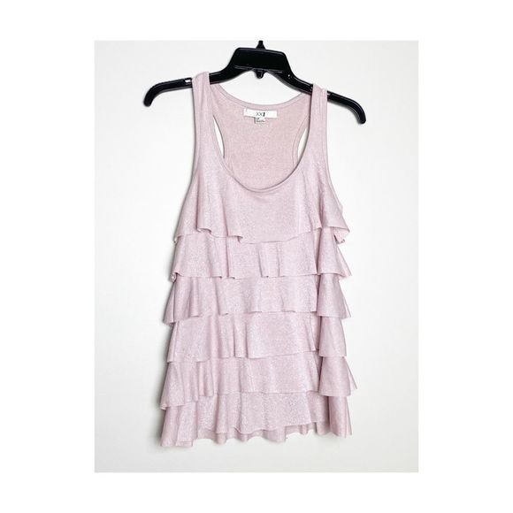 Forever 21 Pink Metallic Sparkle Ruffle Tiered Tank Top Sz S - Picture 1 of 3